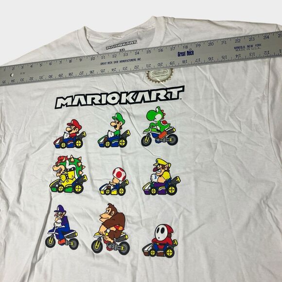 Mario Kart T Shirt Mens 2XL White Nintendo Super Mario Graphic Tee Video Gamer - Picture 6 of 9